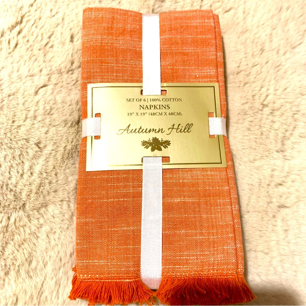 Autumn Hill Set of 6 100% Cotton Placemats NWT 19”x19”